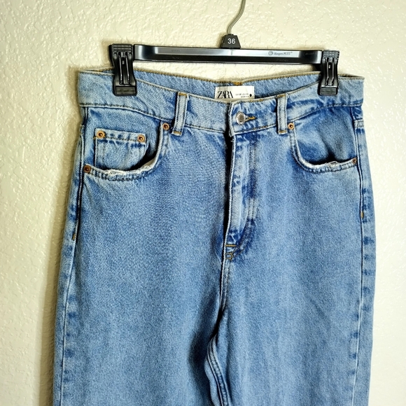 ZARA high Rise Full Length Straight Leg Jeans Sz 6 - Picture 2 of 10